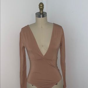 pale pink deep v bodysuit